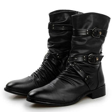 Load image into Gallery viewer, High Quality Men Leather Boots Men Basic Locomotive Boots Black