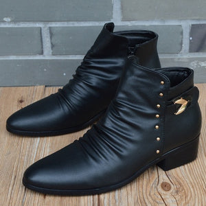 New Fashion Men Boots Genuine Leather Men British Autumn Winter Warm Plush Ankle Boots